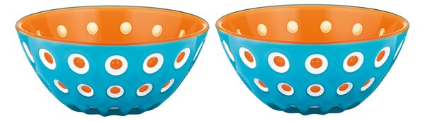 Set due Ciotole contenitore le murrine 12xh 5,6 cm - 300 cc Le Murrine azzurro/bianco/arancio