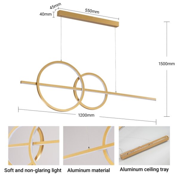 BRILAGI - LED Dimmerabile lampadario a cavo SIGNATURE LED/53W/230V 120 cm dorato + telecomando