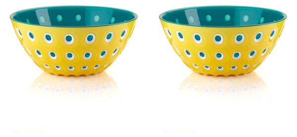 Set due Ciotole contenitore le murrine 12xh 5,6 cm - 300 cc Le Murrine Giallo /bianco/acquamarina