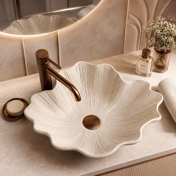 Lavabo da appoggio Rea Flower Vanilla