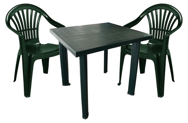 Set da giardino in plastica, composto da 3 pezzi, colore verde