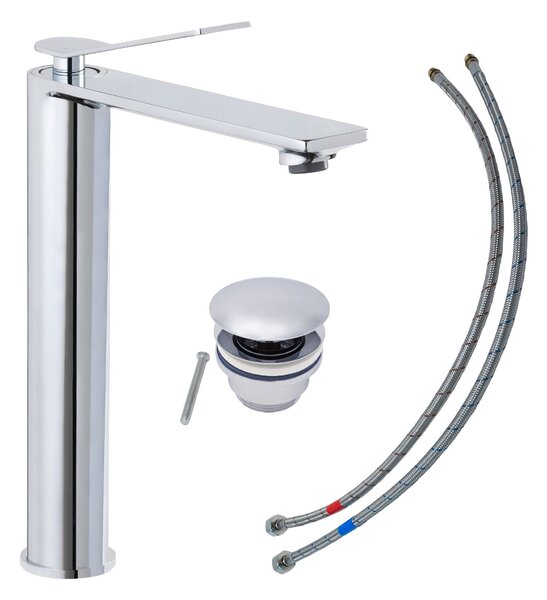 Rubinetto per lavabo SCHÖNER WOHNEN collezione VIOLA L, cromo, rubinetto adatto ai lavabi da appoggio del bagno