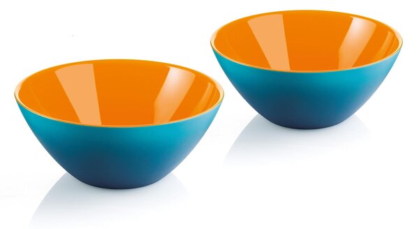 Ciotole contenitori Set 2 pezzi Bicolore Medio 12xh5 cm - 260 cc My Fusion Azzurro bianco arancio