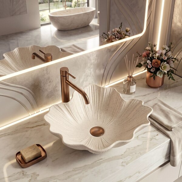 Lavabo da appoggio Rea Flower Vanilla