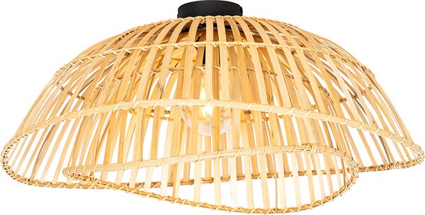 QAZQA - Plafoniera orientale I plafoniera I lampada I lampada nera con bambù naturale 62 cm - Pua I soggiorno I camera da letto - Bamboo Round - LED adatto E27