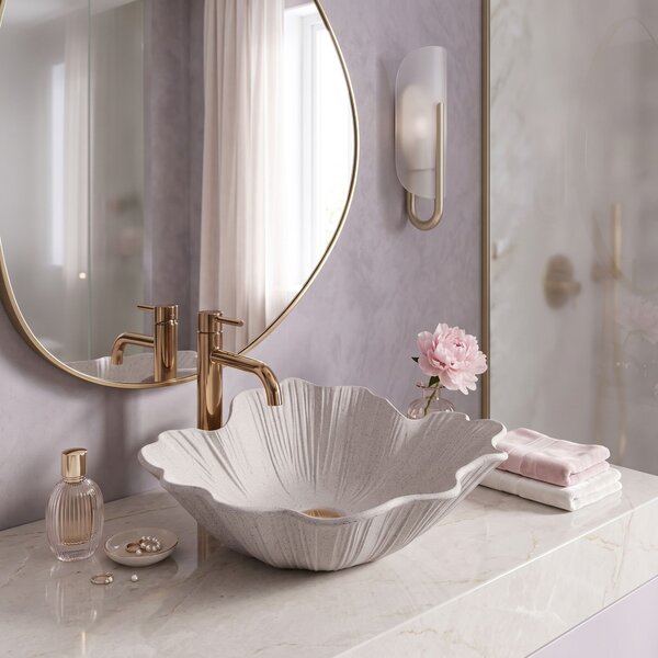 Lavabo da appoggio Rea Flower Beige