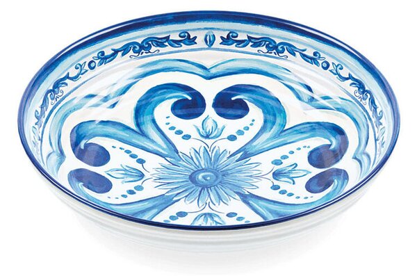 Piatto fondo in Melamina set da 6 pezzi Linea FLOWER&LEMON �21 cm realizzati con decoro studiato x la lavastoviglie colore blu