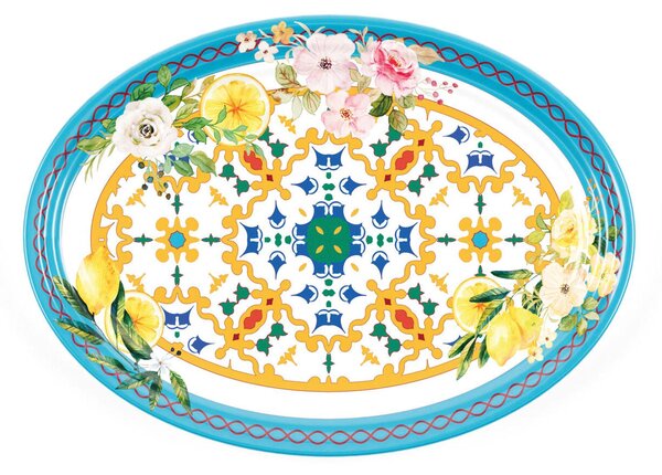 Vassoio Ovale Piccoli In Melamina 25x35xh 2,5cm FLOWER&LEMON' materiale plastico effetto