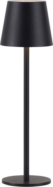 Lampada da tavolo LED Selltec, ricaricabile, per uso interno ed esterno, con luce direzionale verso l'alto e verso il basso, porta USB, dimmerabile tramite touch, colore nero
