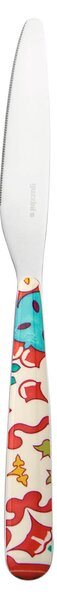 Coltelli da Tavola 6 Pezzi Linea FLOWER&LEMON in acciaio inox 18/10 AISI 420 225 mm di Altissima qualit� lavabili in lavastoviglie colore rosso mattone multicolor