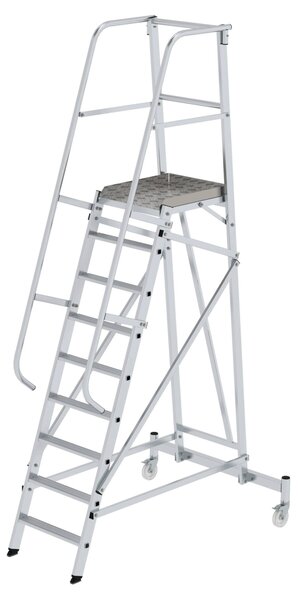Scala a piattaforma mobile in alluminio, 9 gradini 52509