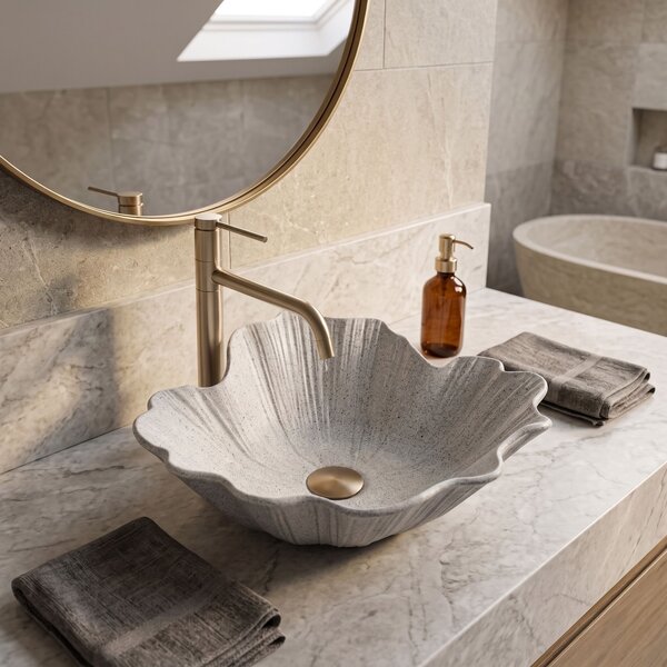 Lavabo da appoggio Rea Flower Grey