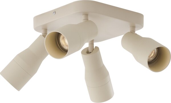 QAZQA - Faretto da soffitto moderno beige GU10 50 mm quadrato 4 luci spot fascio-fiamma - Stanley I Soggiorno I Camera da letto - Alluminio Quadrato I Rotondo - LED adatto GU10