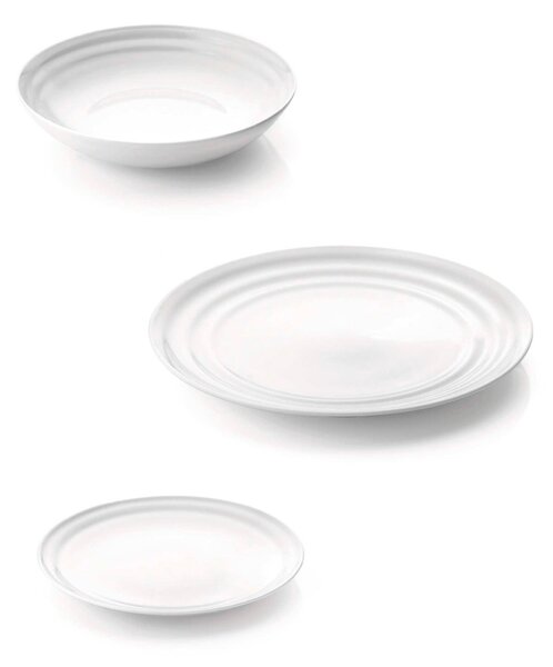 Servizio Piatti 6 Posti Tavola Holly Gocce Guzzini in porcellana con decoro sotto smalto Colore Bianco