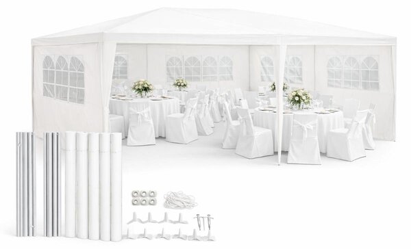 Gazebo Kinzo 3x6 m - Tenda da festa per 70 persone - Gazebo da giardino con 6 pareti laterali e altezza al colmo 2,5 m - Tenda da festa impermeabile e resistente ai raggi UV - Bianco