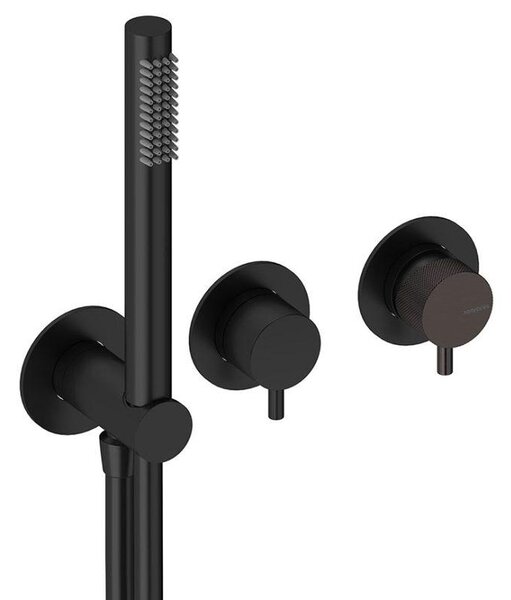 SANYCCES LOOP K Miscelatore da incasso a 2 vie per doccia con deviatore, doccetta e flessibile, nero metallizzato