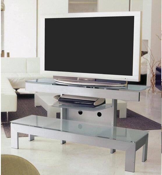 Porta TV Prisma in alluminio anodizzato portata max 60 kg Plasma da 32 in vetro acidato
