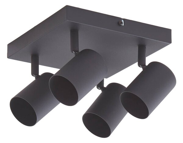 Faretto da soffitto Lindby Jorell, nero, 20 cm, 4 ganci, GU10