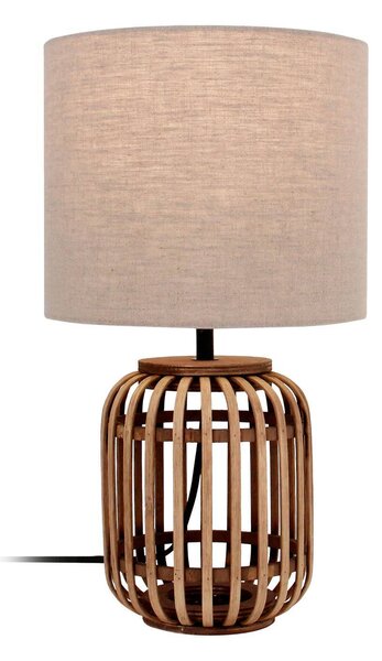 Lindby lampada da tavolo Marzanna, grigio, bambù, 42,5 cm, E27