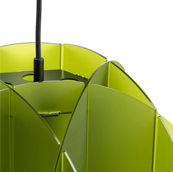 Lampadario a sospensione ALLEGRETTA � 40cm - Peso 2,9 kg 70W E27 HGS, 15 W LED Supporto dischi Paralume in metacrilato Verde Chiaro Satinato