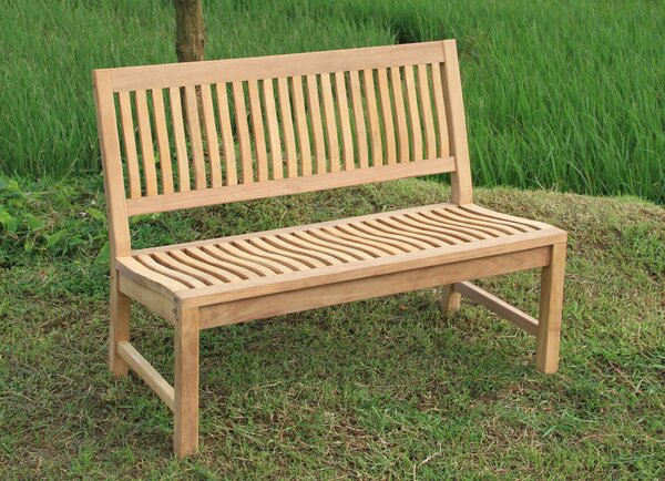 Robusta panca da giardino Kingsbury in teak pregiato senza braccioli 120 cm