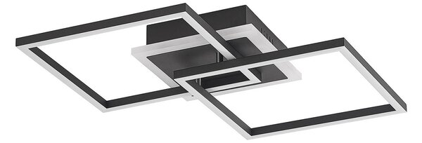 Lindby Plafoniera LED Fjardo, quadrata, nera, CCT, telecomando