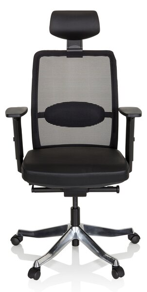 Sedia da ufficio, girevole, SENATOR PRO / pelle / nero