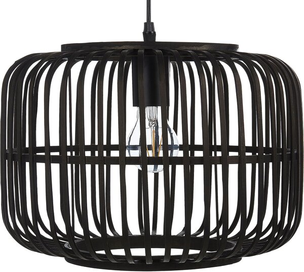 BELIANI Lampada a sospensione paralume in bambù nero cavo regolabile illuminazione d'interni design boho