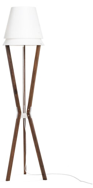 Lampada da terra in cristallo acrilico, polypropylene e legno LUCIO 42x42xh175 cm con struttura in legno colore Noce