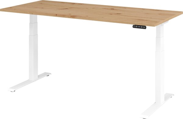 Scrivania regolabile in altezza XDKB | 2 motori | 120 - 180 cm | elettrica, dimensioni piano:180 x 80 cm, colore piano:rovere nodoso, colore struttura:bianco