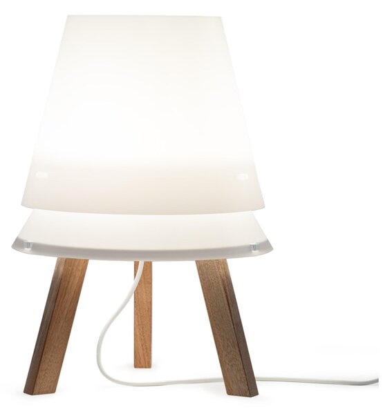 Lampada da tavolo con paralume in Polypropylene, struttura in legno LUCIO 35x35x50 h cm legno colore mogano
