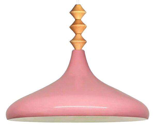 Champion Q lampadario singolo in legno, luce a sospensione rosa