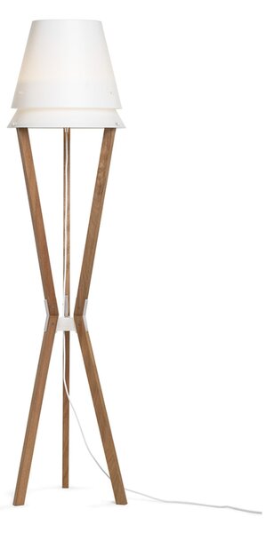 Lampada da terra in cristallo acrilico, polypropylene e legno LUCIO 42x42xh175 cm con struttura in legno colore Mogano