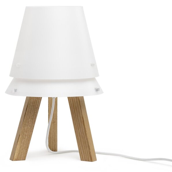 Abatjour con paralume in Polypropylene, struttura in legno LUCIO Dimensioni 25x25xh 41 cm colore Frassino