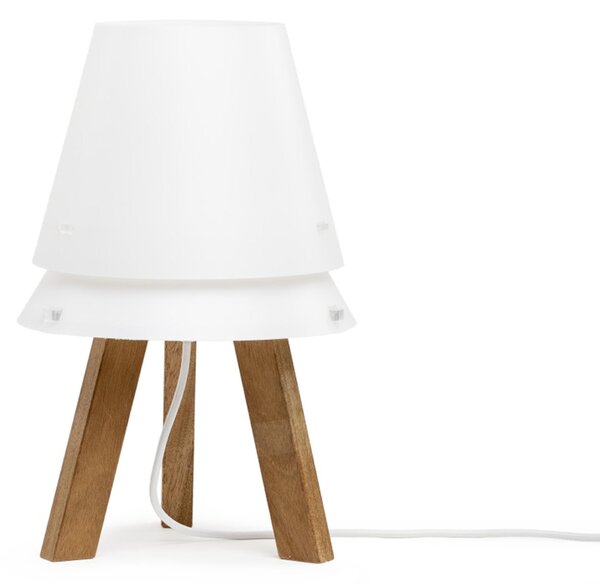 Abatjour con paralume in Polypropylene, struttura in legno LUCIO Dimensioni 25x25xh 41 cm colore Mogano