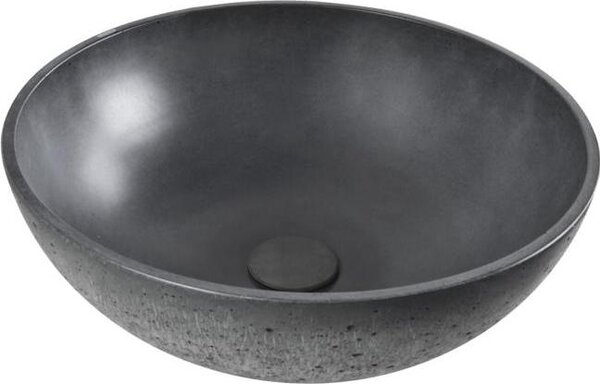 Lavabo da appoggio SAT in cemento senza sfioratore con scarico 42 cm x 42 cm, antracite