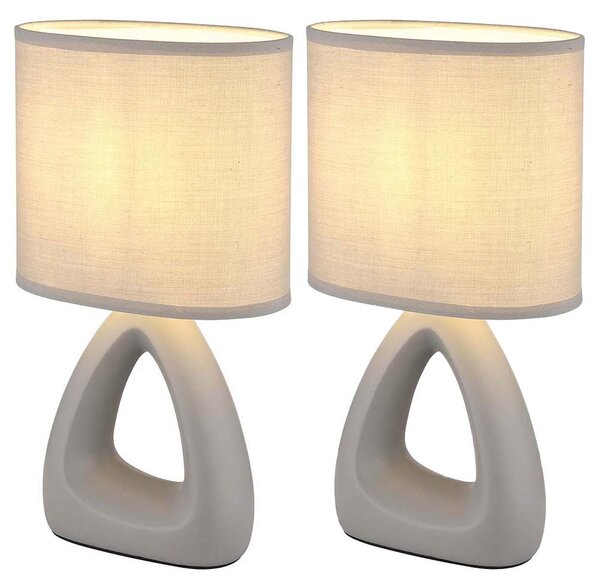 2 lampade da tavolo, Vetroceramica e tessuto, grigio, H 30 cm
