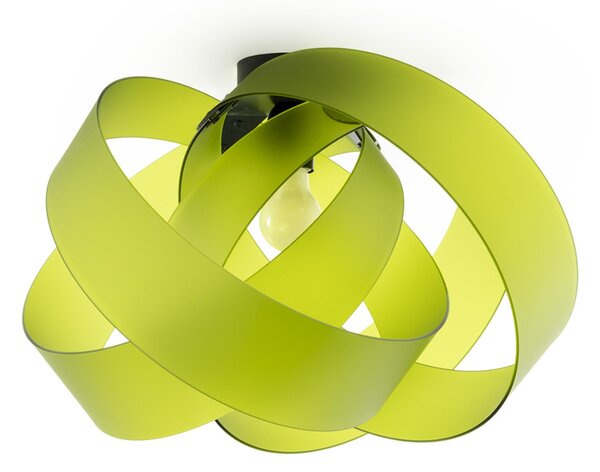 Plafoniera da soffitto NUVOLA 1 Luce � 54x h 31 cm - Peso 3,5 kg 70W E27 HGS, 15 W LED Supporto in Metallo Paralume in metacrilato Verde Chiaro Satinato