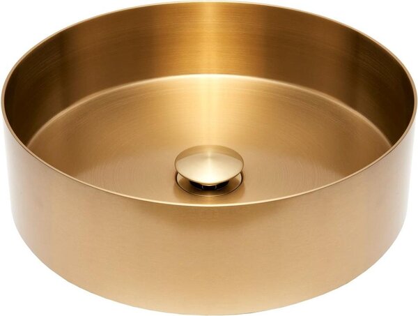 Lavabo da appoggio AURUM in acciaio inox Ø 38 cm, oro spazzolato