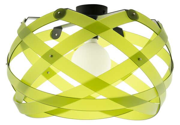 Plafoniera da soffitto NUCLEA Media �53 x h 30cm - Peso 2,4 kg Supporto in Metallo Paralume in metacrilato Verde Chiaro Satinato
