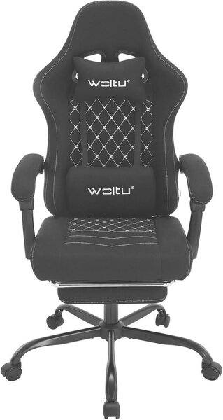 Sedia da gaming WOLTU con funzione massaggio, cuscino a molle insacchettate, ergonomica, tessuto a rete, nera