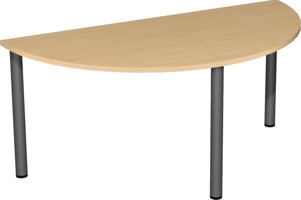 Tavolo da conferenza, LxPxA 1600x800x720 mm, semicerchio, struttura a 3 gambe, colore del piano/della struttura faggio/antracite