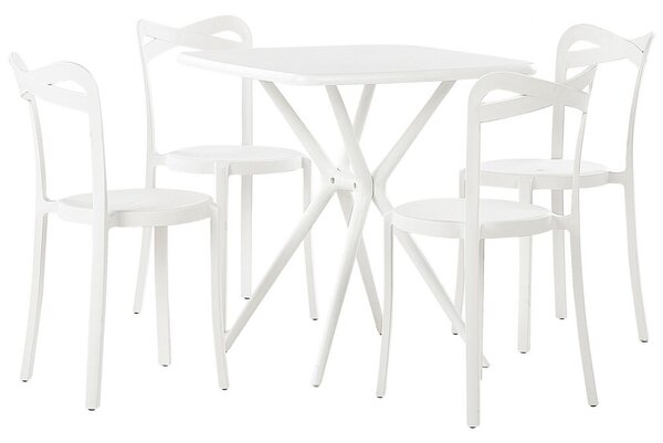 Moderno Set da giardino sintetico sintetico 4 sedie impilabili bianco Beliani