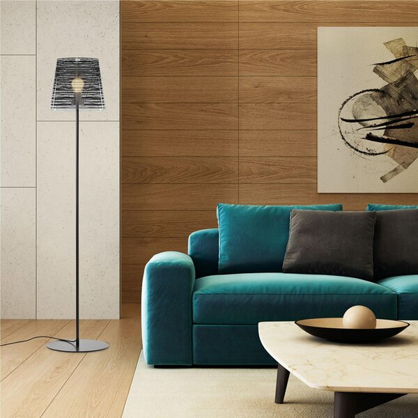 Lampada da terra con paralume in policarbonato Stampato PIXI diametro 35xh 175 cm peso 6 kg Paralume in policarbonato colore nero