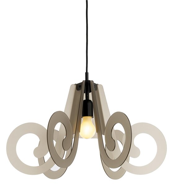 Lampada a sospensione RICCIOLINO �55xh32 cm da soffitto con 5 riccioli in metacrilato Colore Fum� Marrone Satinato