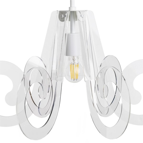 Lampada a sospensione RICCIOLINO �55xh32 cm da soffitto con 5 riccioli in metacrilato Colore Trasparente