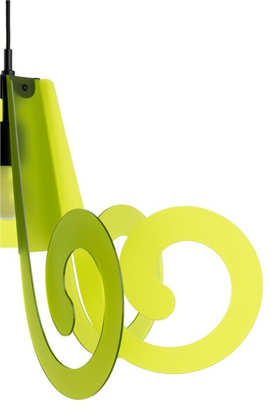 Lampada a sospensione in Cristallo acrilico RICCIOLO �75xh43 cm da soffitto con 5 riccioli in metacrilato Colore Verde Chiaro Satinato
