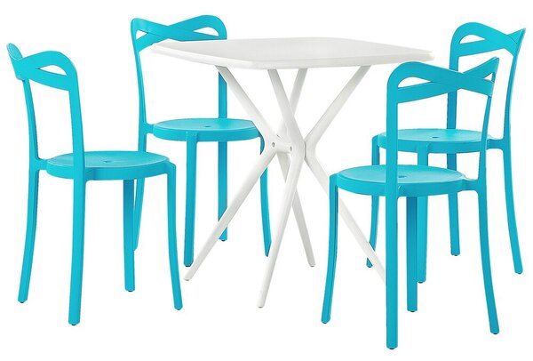 Moderno Set da giardino sintetico 4 sedie impilabili blu Beliani