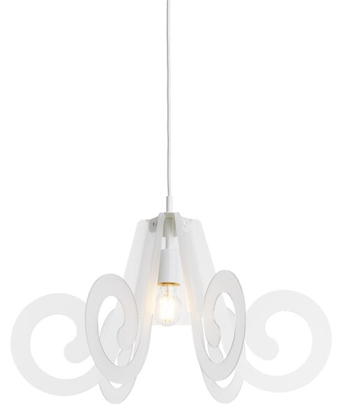 Lampada a sospensione RICCIOLINO �55xh32 cm da soffitto con 5 riccioli in metacrilato Colore bianco Satinato