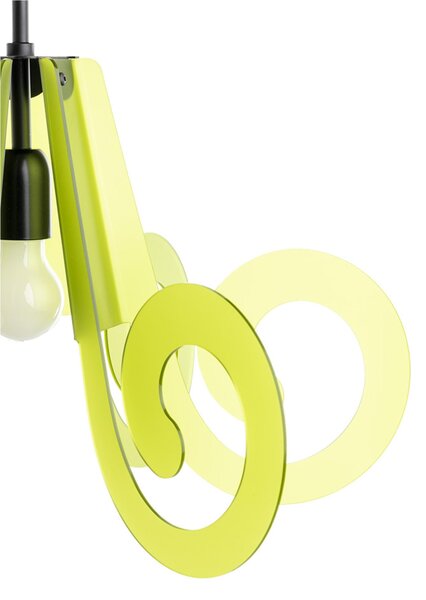 Lampada a sospensione RICCIOLINO �55xh32 cm da soffitto con 5 riccioli in metacrilato Colore Verde chiaro satinato